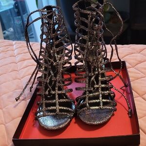 Wild Pair Glittering Black Strappy Heels